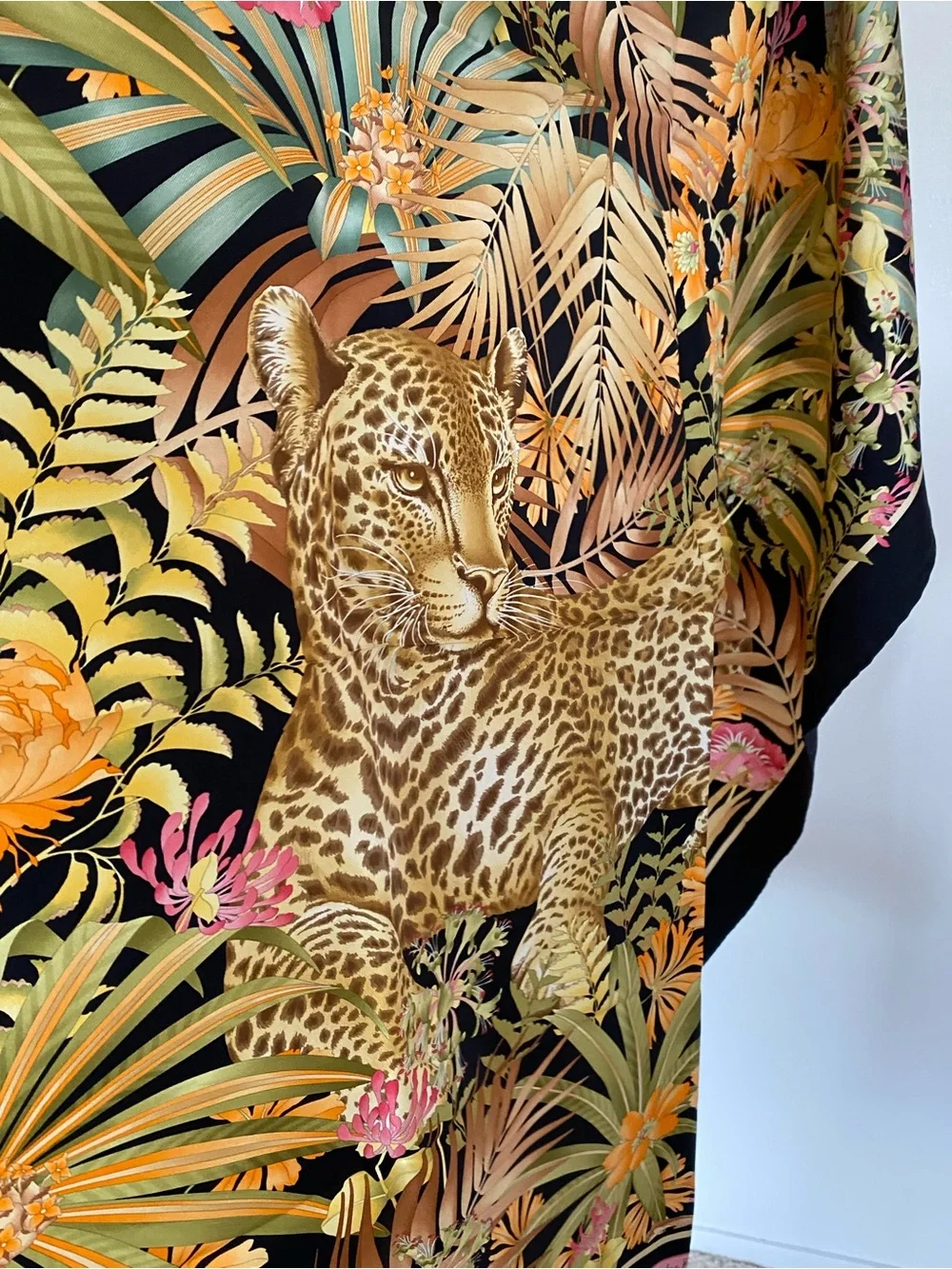 Salvatore Ferragamo Leopard Jungle Floral Silk Scarf
